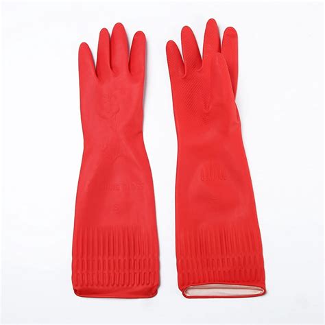 Kitchen Washing Gloves 38cm Long Waterproof Elastic Rubber Glove Dining