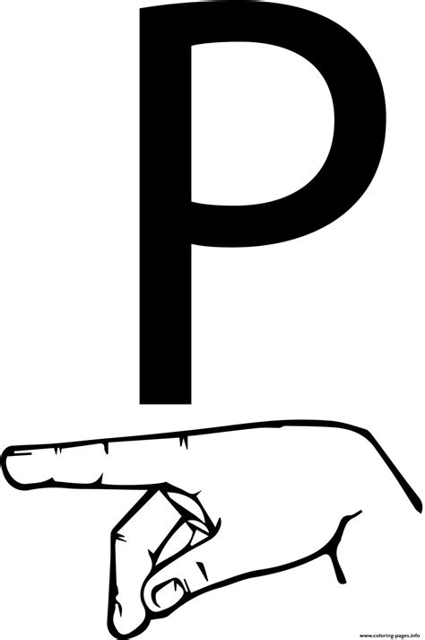 Asl Sign Language Letter P Coloring Page Printable