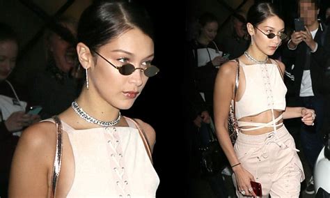 Bella Hadid Flashes Underboob At Rappers Birthday Party Daily Mail