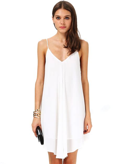White Spaghetti Strap Backless Loose Dress Cheap Fashion Dresses Loose Dress