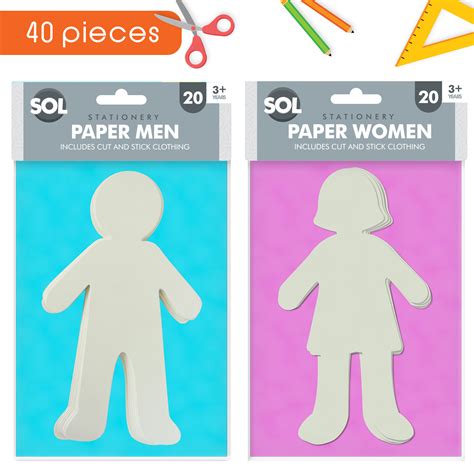 40 Paper People Cut Outs For Kids Arts And Crafts 20 Boy 20 Girl Cut