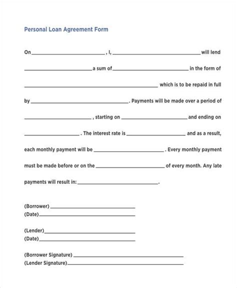 Free 8 Personal Loan Agreement Forms In Pdf Ms Word