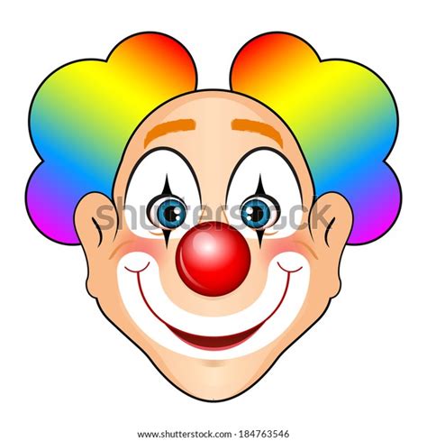 Vector Illustration Smiling Clown Colorful Hair Stock Vector Royalty