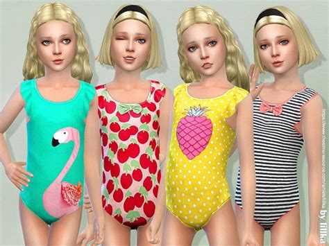 Childs Swimsuit By Lillka Sims 4 Toddler Clothes Sims 4 Cc Kids