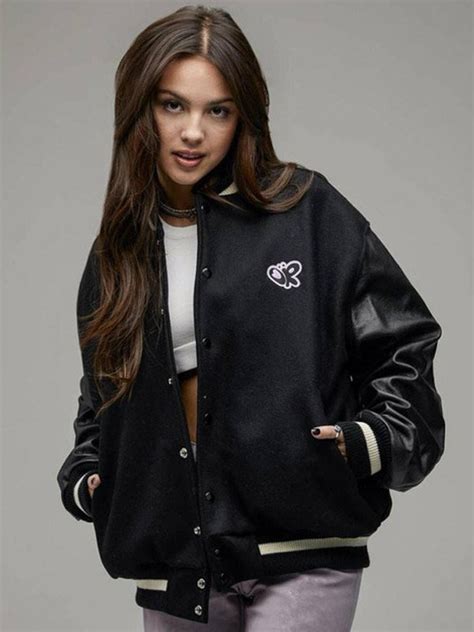 Olivia Rodrigo Sour Black Leather Bomber Jacket