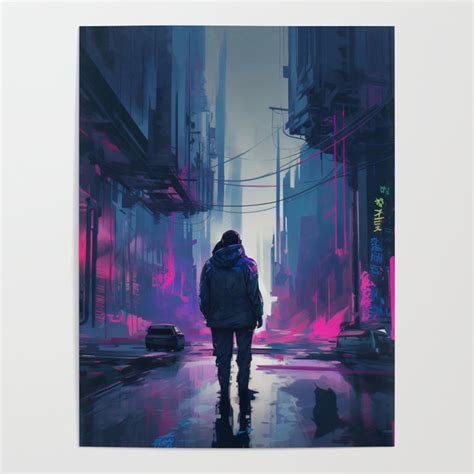 Loner Lonely Man In The Streets Vaporwave Synthwave Poster By R3tr0nic