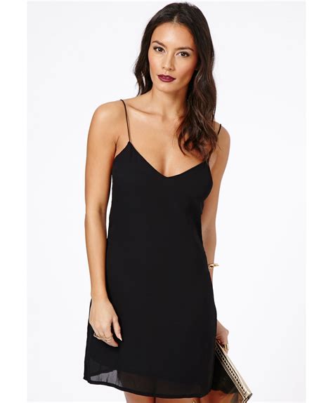 Lyst Missguided Sakiko Chiffon Cami Slip Dress In Black In Black