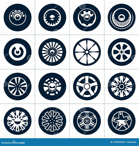 Wheels Rims Vector Collection Stock Vector Illustration Of Round