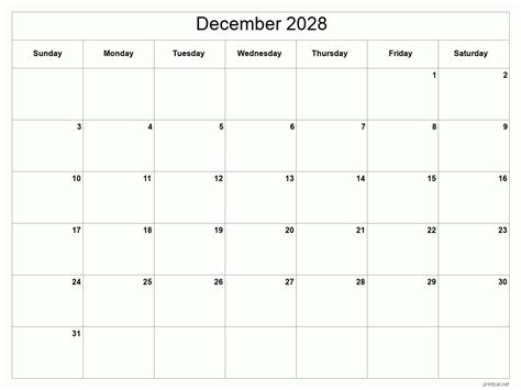 Printable December 2028 Calendar Free Printable Calendars