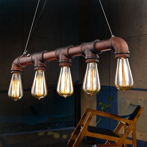 Nordic Industrial Loft Iron Pipe Pendant Light And Edison Vintage Bulbs