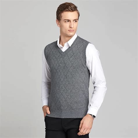 2017 Wool Sweater Vest Mens Cashmere Pullover Men V Neck Sweaters