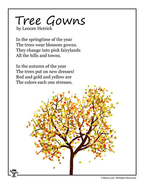 Tree Gowns Fall Kids Poem Woo Jr Kids Activities