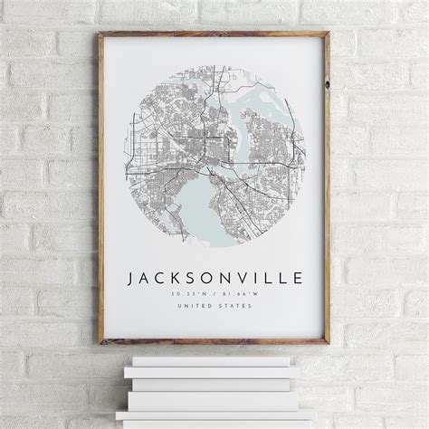 Jacksonville Map Jacksonville Print Jacksonville Poster Etsy Canada