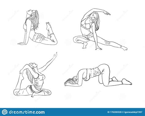 Girl In Yoga Position Female Yoga Vector Illustration Of Beautiful