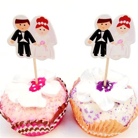 New 20pcs Romantic Love Bride Groom Cupcake Toppers Pick Marriage