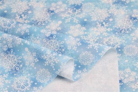 100 Light Blue Cotton Fabric Snowflake Style Fabric Etsy