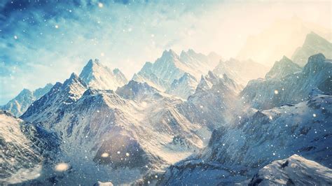 Snowy Mountain Peaks Digital Art Hd Wallpaper 1920x1080 2154 1920×