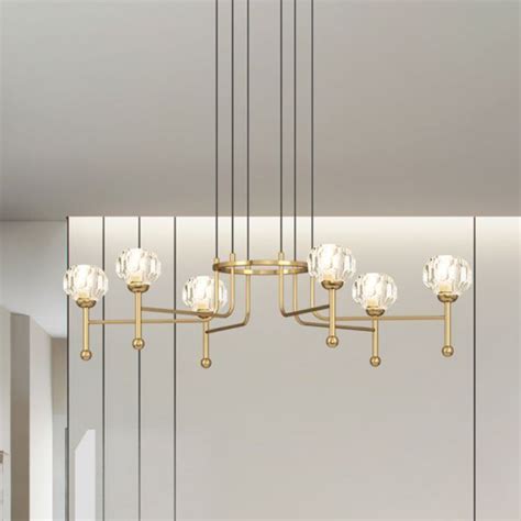Crystal Brass Multi Ceiling Light Diamond 6 Bulb 27 Wide Modernist Led