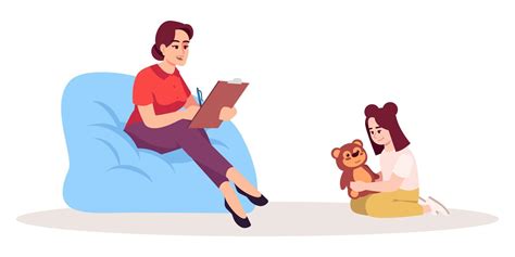Child Therapy Session Semi Flat Rgb Color Vector Illustration