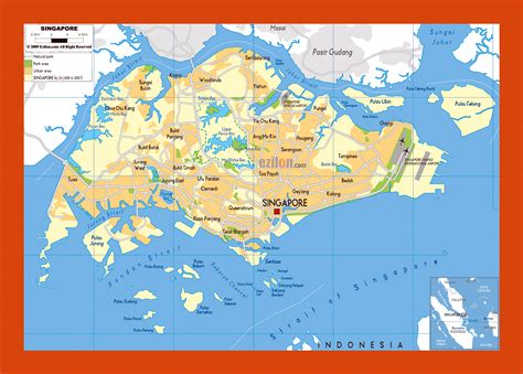 Physical Map Of Singapore Maps Of Singapore Maps Of Asia  Map