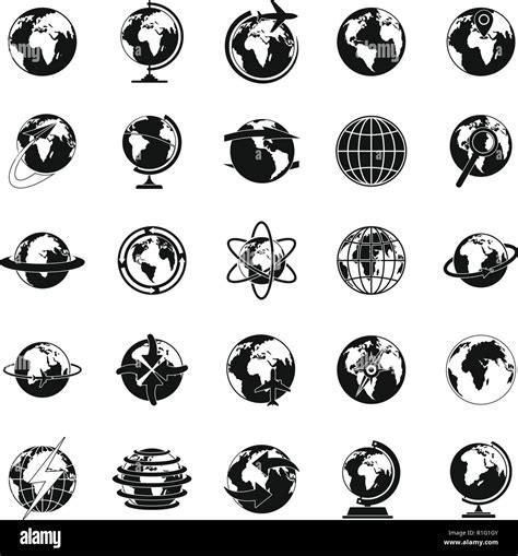 Globe Earth Icons Set Simple Illustration Of 25 Globe Earth Vector