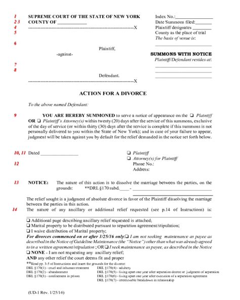 New York Uncontested Divorce Forms Printable Divorce Papers Free Pdf