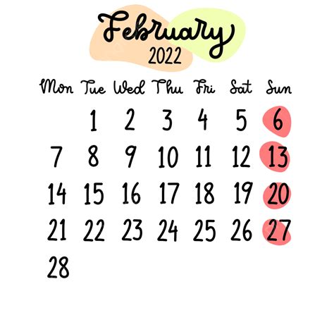 Handlettering February 2022 Calendar February Calendar 2022 Png