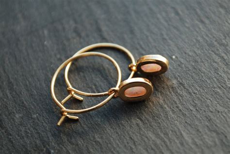 Tiny Opals Gold Plated Hoop Earrings Gifts For Her Etsy