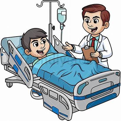 Cartoon Bed Patient Doctor Talking Clipart Lying