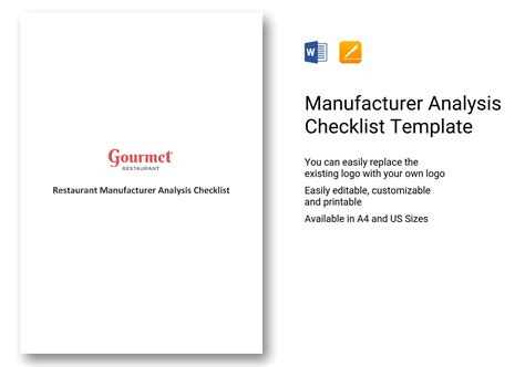 Manufacturer Analysis Checklist Template In Word Apple Pages