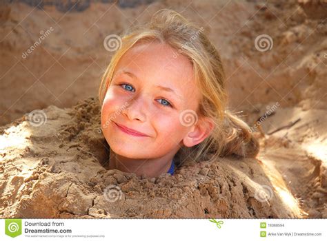 Little Girl Playing In Sand Stock Photo Image Of
