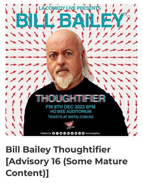 Bill Bailey Thoughtifier Stalls Ticket Tickets Vouchers Event