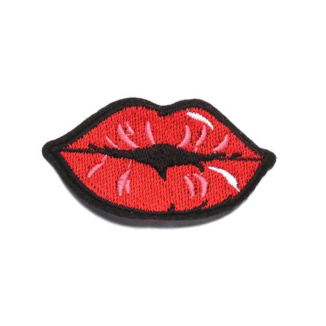1pc Patches For Clothing Red Lips Patch Badge Embroidered Iron On