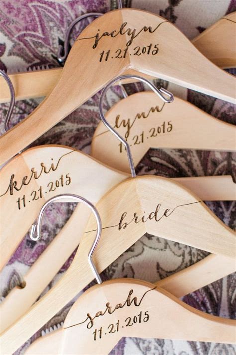 Personalized Bridesmaid Hangers Engraved Wood Wooden Engraved