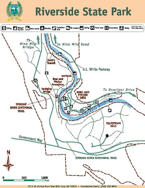Riverside State Park Map 9711 W Charles Rd Nine Mile Falls Wa • Mappery