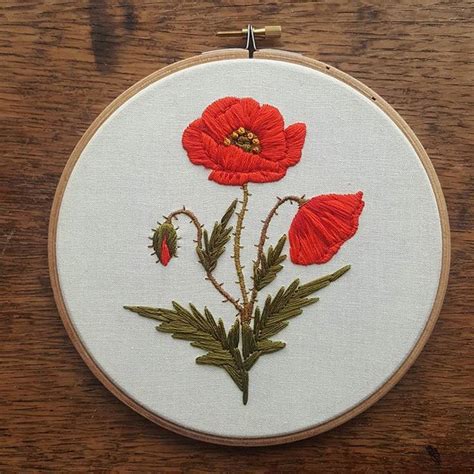 Poppy Piece Hand Embroidered Sold Embroidery Embroideryhoop