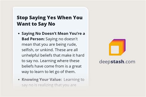 Stop Saying Yes When You Want To Say No Deepstash
