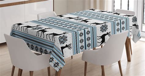 Nordic Tablecloth Chevron Zigzags Winter Floral Arrangement Norwegian