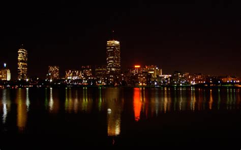 Boston Night Reflection Full Hd Desktop Wallpapers 1080p