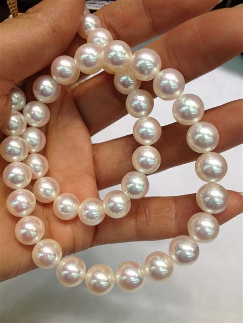 100 Natural Akoya Pearl Necklace Real Sea Water Pearl Necklace 8 9mm