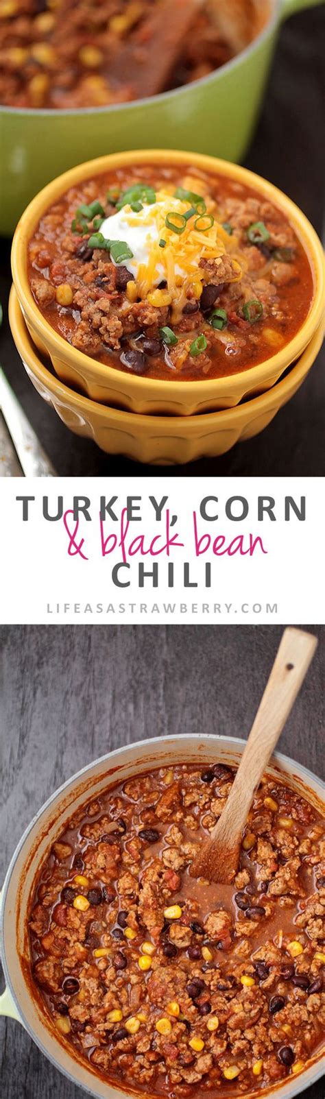 I boiled the corn instead of grilling and i cut it off of the cob and served it from a bowl all mixed together. Turkey, Corn, and Black Bean Chili | Recipe | Easy turkey ...