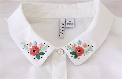Tutorial Floral Embroidered Shirt Collar Sewing