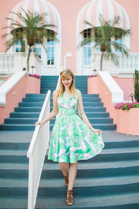 Pinup Couture Edie Dress In Palm Print Pinup Girl Clothing Palm
