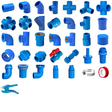 Blue Pvc 25mm Id Pressure Pipe Fittings Metric Solvent Weld Various
