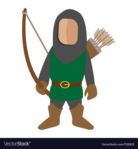 Medieval Character Archer Cartoon Icon Royalty Free Vector