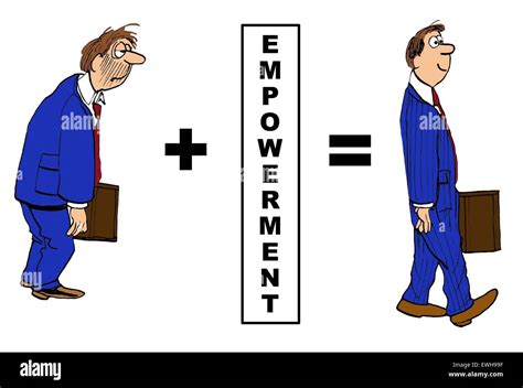 Business Cartoon Showing The Positive Impact Of Empowerment On The