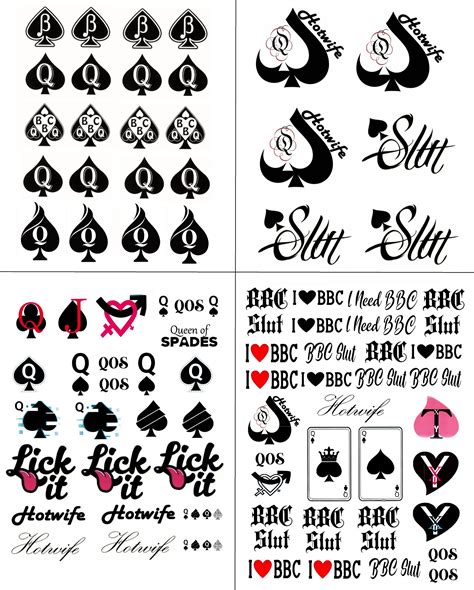 Buy 4 Sheets Bbc Queen Of Spades Temporary Tattoo Sticker Total 8115x21cm Qos Hardcore Words