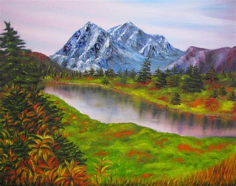Fall In Mountains Landscape Oil Painting Painting By Natalja Picugina
