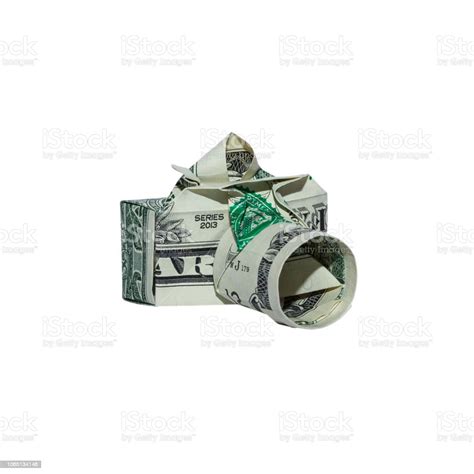 Money Origami Camera Folded With Real One Dollar Bill Isolated On White