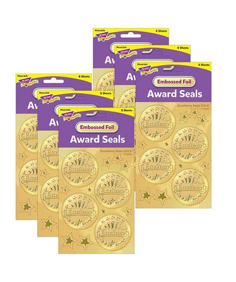 Excellence Gold Award Seals Stickers 32 Per Pack 6 Packs